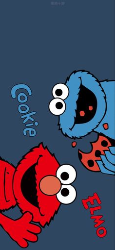 an image of two cartoon characters with the words cookie and elmo on their faces