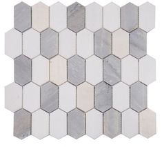 a white and grey hexagonal tile pattern on a white background with gray accents