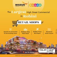 the largest high street commercial in rohni retail shops, from $ 25 / month