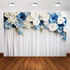 Faster shipping. Better service Baby Blue Quinceanera, Head Table Wedding, Navy Blue Flowers, Denim And Diamonds, Elegant Curtains, Blue Themed Wedding, May Weddings, Photo Booths, Floral Curtains