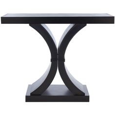 a black and white table with an elegant design on the top, in front of a white background