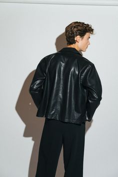 A vintage inspired vegan leather blouson. Our modern interpretation of a wardrobe classic that is both effortlessly cool & elegantly refined. Regular-fit with a slight crop to taper into the waist. Crafted from a buttery smooth, vegan leather that looks and feels like the real thing. All Black Fit, Black Fits, All Black, Wardrobe, Leather