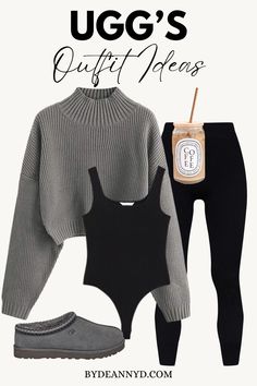 uggs slippers Black Ugg Outfit, Outfit Ideas Board, Cute Dope Outfits, Tasman Slippers Outfits