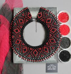 Black Red Collar Beaded Necklace With Glass Beads Evening Shining Necklace Ukrainian Traditional Necklace Boho Seed Bead Silyanka - Etsy Gift Red Handwoven Beaded Necklaces, Red Handwoven Beaded Necklace For Festivals, Handwoven Red Beaded Necklace For Festivals, Traditional Black Handwoven Jewelry, Traditional Handwoven Black Jewelry, Traditional Black Beaded Necklace For Gifts, Traditional Handwoven Black Necklace, Traditional Black Handwoven Necklace, Black Beaded Necklaces With Bead Caps As Gift