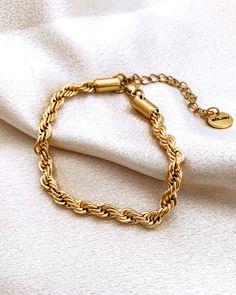 This beautiful 18k gold rope chain bracelet is perfect for any occasion! Enjoy its waterproof and tarnish resistant qualities as you wear it alone or stack it with other bracelets. • Length: Various includes 2" extender• Waterproof• Tarnish resistant• 18K Gold plated stainless steel• Hypoallergenic New Bracelet, Gold Rope Chains, Sweat Proof, Rope Chain, Chain Bracelet, Handcrafted Jewelry, Gold Jewelry, Gold Bracelet, 18k Gold