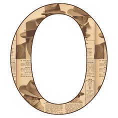 the letter o is made out of newspaper paper and has cowboy hats on top of it