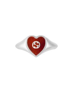 Gucci Sterling Silver & Enamel Interlocking G Heart Ring Gucci Heart Ring, Spell Jewelry, Doctor Jewelry, Gucci Ring, Gucci Rings, Gucci Jewelry, Enamel Ring, Gucci Accessories, Jewelry Inspo