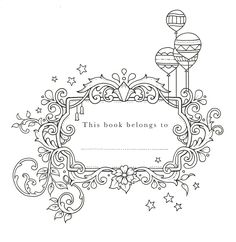 this book belongs to coloring page is in the shape of a frame with stars and swirls