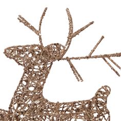 a reindeer made out of wire on a white background