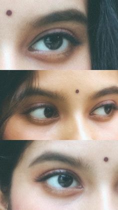 three different pictures of the same woman's eyes