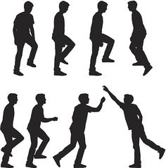 the silhouettes of people dancing in different poses on a white background stock photo, images and