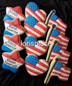 decorated cookies with american flags on them