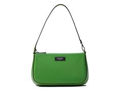 Kate Spade New York Sam Icon KSNYL Mini Pouchette - Handbags : KS Green : Carry all your date night essentials in the cute and simple Kate Spade New York Sam Icon KSNYL Mini Pouchette handbag. Leather construction. Zippered main compartment. Single shoulder strap. One unzippered interior pocket. Brand tag on the front. Textile lining. Imported. Measurements: Bottom Width: 9 in Depth: 1 1 2 in Height: 5 1 4 in Handle Length: 18 in Handle Drop: 7 3 4 in Weight: 5 oz Please note, the hardware color and interior lining may differ from the color shown in the photo. Classic Green Bags For Spring, Classic Green Bag For Spring, Handbag Leather, Brand Tags, Kate Spade New York, Color Show, Product Reviews, Date Night, Kate Spade