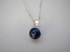 Cobalt Blue Evil Eye Charm Necklace Sterling Silver Blue Sterling Silver Charm Necklace, Nickel Free, Blue Sterling Silver Charm Necklace Nickel Free, Adjustable Blue Sterling Silver Charm Necklace, Blue Charm Necklace For Gift, Blue Round Charm Necklace Gift, Handmade Blue Sterling Silver Charm Necklace, Blue Hypoallergenic Pendant Necklaces, Blue Hypoallergenic Round Pendant Jewelry, Blue Hypoallergenic Pendant Necklace