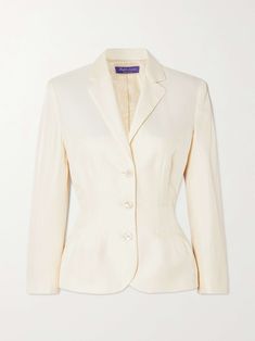 Shop RALPH LAUREN COLLECTION Hailey silk-blend twill blazer, Explore the latest RALPH LAUREN COLLECTION women's collection today on NET A PORTER Dior Blazer, Raph Lauren, Dressy Hats, Christian Dior Haute Couture, Country Fashion Women, Nye Outfits, Blazer Women, Country Fashion