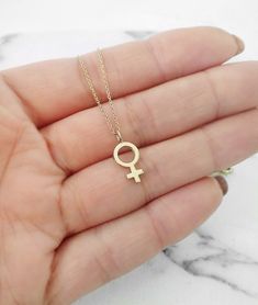 14K 9K Female Symbol Necklace, Feminist Necklace, Solid Gold Charm necklace, Girl Power, Dainty rose gold necklace, Gift Women, Venus gold necklace, Feminism Necklace, Rose Gold Necklace, Yellow Gold Necklace, Venus symbol necklace, FREE EXPRESS SHIPPING A delicate 14K or 9K solid gold necklace with a female symbol charm. 'Be a girl with a mind, be a women with attitude and a lady with class.' ;) ------------------------------------------- D E T A I L S 14K Solid Gold or 9K Solid Gold Venus symb Dainty Rose Gold Necklace, Feminist Necklace, Venus Symbol, Solid Gold Charms, Dainty Rose, Female Symbol, Symbol Necklace, Solid Gold Necklace, Gold Charm Necklace