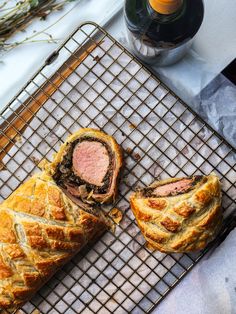 some food is laying on a cooling rack