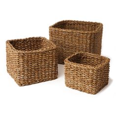 Seagrass Mini Square Baskets - FORD + ELM Amy Berry, Square Basket, Grass Basket, Square Baskets, Seagrass Basket, Amazon Home Decor, Basket Shelves, Large Baskets, Rattan Basket