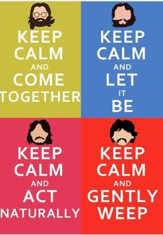 the beatles poster for keep calm and let it be, with four different colored squares