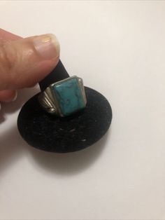 Men Ring Classic Adjustable Crystal Ring With Metal Band, Vintage Jewelry With Large Stone In Open Ring, Vintage Turquoise Promise Ring, Classic Adjustable Crystal Ring, Turquoise Vintage Promise Ring, Vintage Adjustable Rectangular Ring, Formal Adjustable Ring With Large Stone, Classic Adjustable Jewelry With Large Stone, Vintage Sterling Silver Rings With Large Stone