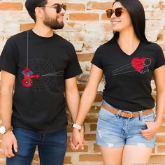 BoldLoft You've Captured My Heart Couple Shirts-These whimsical his and hers shirts are perfect for couples who have truly caught each other's hearts! Superhero Couples, 2 Year Anniversary Gifts For Him, Matching Couples Shirts, Superhero Shirts, 2 Year Anniversary Gift, Couples Shirts, Couple Anniversary