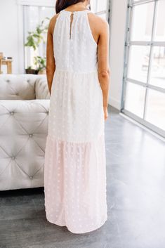 fb-feed White Chiffon Maxi Dress Feminine Style, Flowing White Maxi Dress For Bridesmaids, Summer Polka Dot Dress For Wedding, Swiss Dot Sleeveless Beach Dress, Chic Swiss Dot Maxi Dress For Spring, Chic Swiss Dot Maxi Dress, Cream Maxi Dress For Bridesmaids, Cream Swiss Dot Summer Dress, Summer Wedding Polka Dot Dress