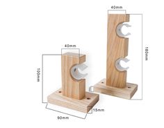 two pieces of wood are shown with the measurements for each piece, and one is made from