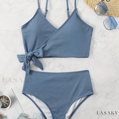 Lasaky - Stylish Layered Tie Side Bikini Sets: High Waist, High Cut, Stretchy, Green Two Piece Swimsuit - Womens Swimwear & Clothing Preppy Swimsuit, Sarcastic Clothing, Green Two Piece, Swimsuits Outfits, Summer Swimwear, Cute Bathing Suits, Two Piece Swimsuit, 2 Piece Swimsuits