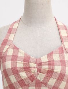 Pink plaid cotton poplin dress with a zipper closure up the back and halter tie at the neck. Small 32" Bust x 26" Waist Medium 36" Bust x 28" Waist Large 38" Bust x 30" Waist XLarge 40" Bust x 32" Waist XXL 42" Bust x 34" Waist Cotton Plaid Dress For Picnic, Cotton Plaid Dress For Picnics, Sleeveless Cotton Plaid Dress For Picnic, Lovely Partner, Cotton Poplin Dress, Dress Occasion, Spandex Dress, Sophisticated Dress, Yellow Plaid