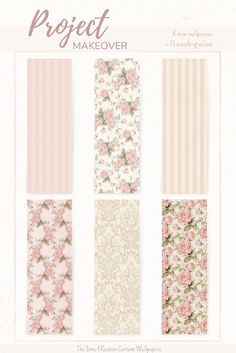 the paper shop project makeover - floral wallpapers, pink and white flowers