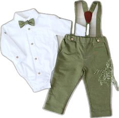 Green Baby Suits, Baby Boy Dress Suit, Baby Boy Suit Formal, Green Bow Tie And Suspenders, Baby Boy Button Up Shirt, Baptism Gown, Baby Boy Clothing Sets, Green Suit, Boy Baptism