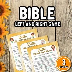 the bible left and right game with sunflowers