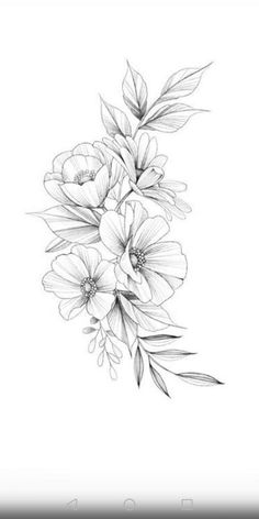 a drawing of some flowers on a white background