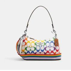 New With Tags Coach Rainbow Shoulder Bag See Pix Above For All Info White Coach Purse, Coach Teri Shoulder Bag, Coach Fashion, Premium Outlets, Signature Quilts, Coach Outlet, Signature Canvas, Coach Bag, Coach Purse