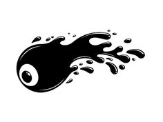 a black and white image of an eyeball with water splashing out of it