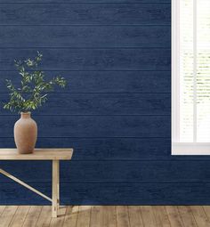 Stacks Peel-and-Stick Wallpaper in Denim Blue by Stacy Garcia for NextWall Temporary Wallpaper, Stair Risers, Wallpaper Rolls, Wallpaper Collection, Decor Aesthetic, Modern Farmhouse Decor, Burke Decor, Interior Trend, Self Adhesive Wallpaper