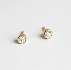 Simple Diamond Earrings, Gold Diamond Stud Earrings – Capucinne Diamond Stud Earrings Second Hole, Simple Gold Studs For Daily Use, Men Studs Gold, Gold Stud Designs, Simple Gold Earrings For Daily Use, Mens Earrings Gold, Diamond Studs For Men, Simple Gold Studs, Simple Diamond Earrings