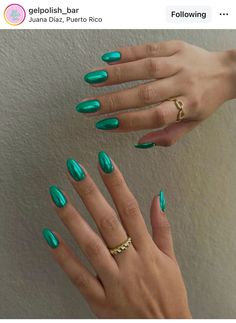 Emerald Green ✨ Jade Green Nails, Nail Designs Easy Diy, Euphoria Nails, Dream Nails, Fire Nails, Classy Nails