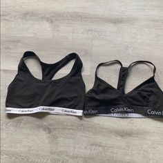 Calvin Klein Sports Bras Left Is Xs Right Sm Both Fit The Same New Without Tags Black Cotton Sports Bra For Gym, Sporty Black Sports Bra For Loungewear, Black Stretch Cotton Sports Bra, Calvin Klein Bras, Calvin Klein Sports Bra, Calvin Klein Bra, Calvin Klein Collection, Black & White, Sports Bras