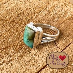 On Lucky Ground Beth Dutton Green Turquoise Horseshoe Ring splashes into our Yellowstone Spirit Southwestern Collection |Green Tibetan Turquoise | Made-to-Order Ring | Hallmarked Sterling Silver Metal Earrings, Mesh Bag