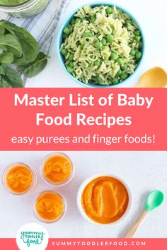 Baby Pasta and Carrot Puree. With Text Reading: 60+ Baby Food Recipes. 10 Month Old Baby Food Meals Ideas, 8 Month Old Food, 10 Month Old Baby Food, Homemade Baby Food Combinations, Baby Purees, Mini Pasta, Easy Homemade Baby Food, Baby Food Combinations, Healthy Finger Foods