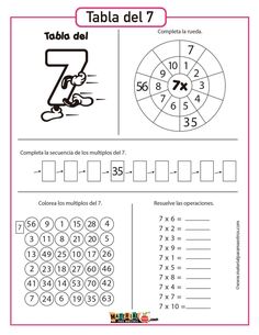 a worksheet with numbers and symbols in spanish