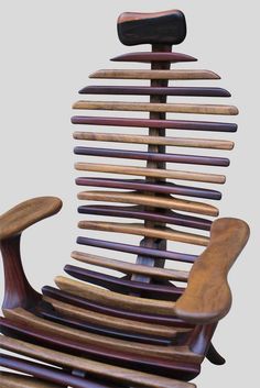 a chair made out of wooden slats