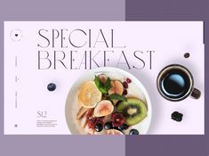 a white plate topped with fruit next to a cup of coffee on top of a table