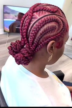 Two Bun Feed Ins, Pink Braided Hairstyles, Cornrows Bun, Hair Tease, Stitch Braids Hairstyles, Afrocentric Hair, Braids To Try, Pink Braids