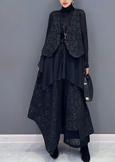 Gothic Hijab, Batwing Dress, Fall Fit, Black Wide Leg Pants, Mode Boho, Pantalon Large, Abayas Fashion