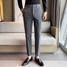 Advbridge 40 42 Summer Ankle Length Business Dress Pants Men Casual Office Social Suit Pant Wedding Party Streetwear Trousers Men Clothing Dress Pants Men, Streetwear Trousers, Mens Clothing Brands, White Dress Pants, Khaki Dress Pants, Trousers Men, Suit Pant, Business Dress, Mens Dress Pants