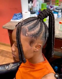 Kid Feed In Braid Styles Ponytail, Ponytail With Braiding Hair, A Braided Ponytail, Braided Designs, Birthday Hairstyle, Latest Hair Braids, Feed In Ponytail, Short Box Braids Hairstyles