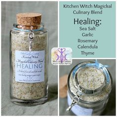 Stir some magick into your recipes with the Kitchen Witch Magickal Culinary Blends from Inked Goddess Creations. Each herbal blend has been specially formulated with herbs to suit each intent. The her Kitchen Witch Altar, Health Spell Jar, Spell Bags, Herbal Kitchen, Health Spell, Spell Bottles, Kitchen Witch Recipes, Witch Altar, Witch Herbs