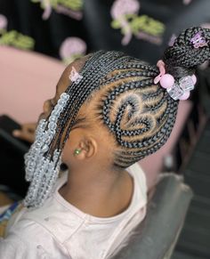 Braiding Designs, Braids For Black Kids, Heart Hairstyles, Kids Braids With Beads, Girls Braided Hairstyles Kids, Teens Hairstyles, Kid Braids, Black Baby Girl Hairstyles, Toddler Braided Hairstyles